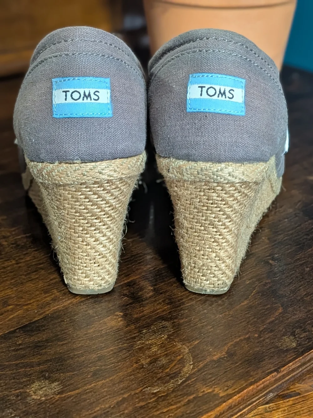 TOMS Women's Gray Canvas Espadrille Wedge